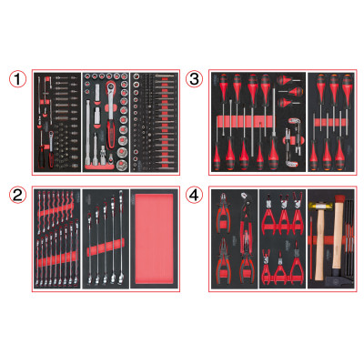 Servante Ultimate Rouge 5 Tiroirs Équipée De 241 Outils