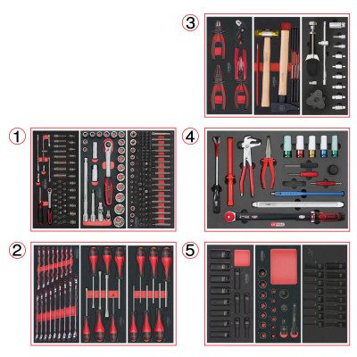 Servante Ultimate Rouge 5 Tiroirs Équipée De 283 Outils