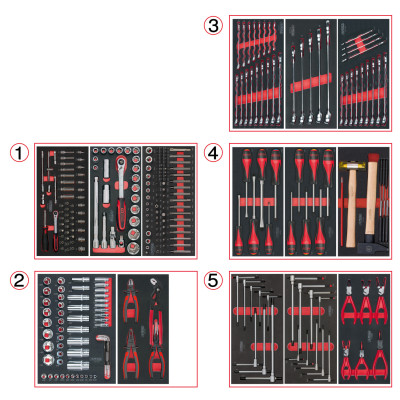 Servante Ultimate Rouge 5 Tiroirs Équipée De 311 Outils