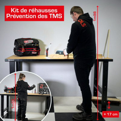 Etabli Charge Lourde Avec Kit De Réhausse, Capacité 500 Kg