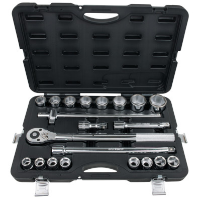 Coffret De Douilles 6 Pans Métriques Et Accessoires 3/4'', 21 Pièces