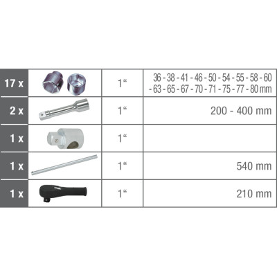Coffret De Douilles Et Accessoires 1'', 22 Pièces