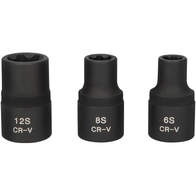 Jeu De 3 Douilles À Chocs Ribe Femelle 1/2'' Pour Culasse, 65 - 85 - 125 mm