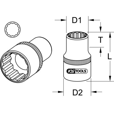 Douille 12 Pans 1'', 2.9/16''