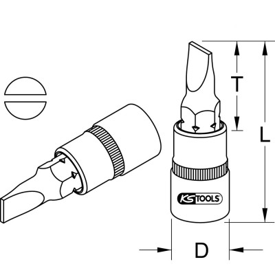 Douille Tournevis Ultimate Fente 3/8'' , L.50 mm - 12 mm