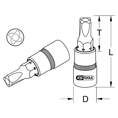 Douille Tournevis Mortorq® 3/8'', L. 50 mm - Mts2