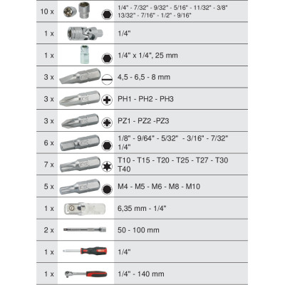 Coffret De Douilles Et Accessoires Ultimate® En Pouces 1/4'', 44 Pièces