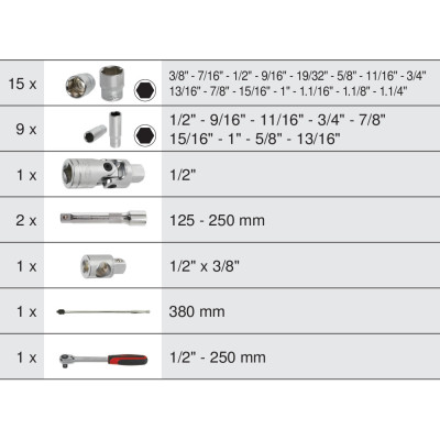 Coffret De Douilles Et Accessoires Ultimate® En Pouces 1/2'', 30 Pièces