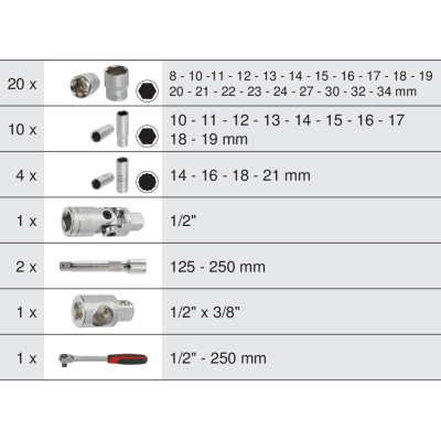 Coffret De Douilles Et Accessoires Ultimate 1/2'', 39 Pièces