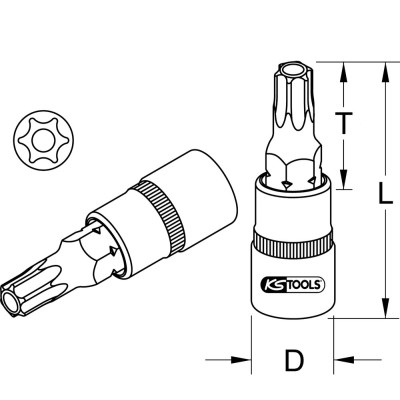 Douille Tournevis Ultimate Torx® Percé 1/2'', L.55 mm - T40