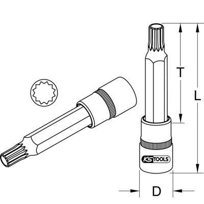 Douille Tournevis Ultimate Xzn® 1/2'', L.110 mm - M8