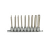Rail De 9 Douilles Tournevis Torx® Percé 3/8'', T20 À T60
