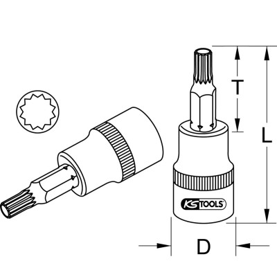Douille Tournevis Ultimate® 3/8'' Xzn®, L.50 mm - M6