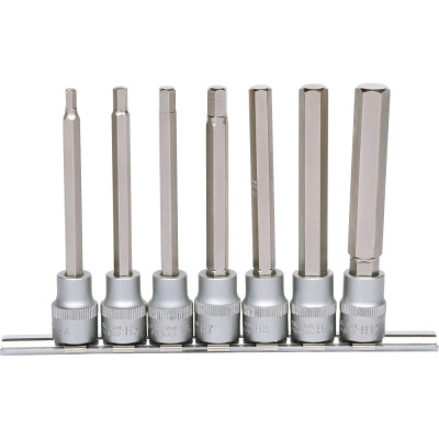 Rail De 7 Douilles Tournevis Longues 6 Pans 3/8'', 4 À 12 mm