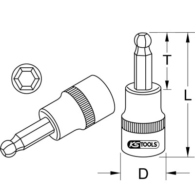 Douille Tournevis 6 Pans Sphérique Ultimate® 3/8'', L.50 mm - 8 mm