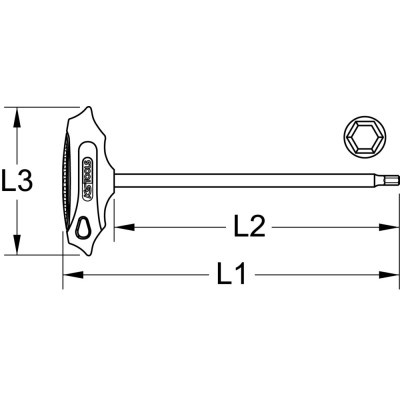 Clé Mâle Tête Sphérique Poignée En ''T'' Berylliumplus 10Mm, 255Mm